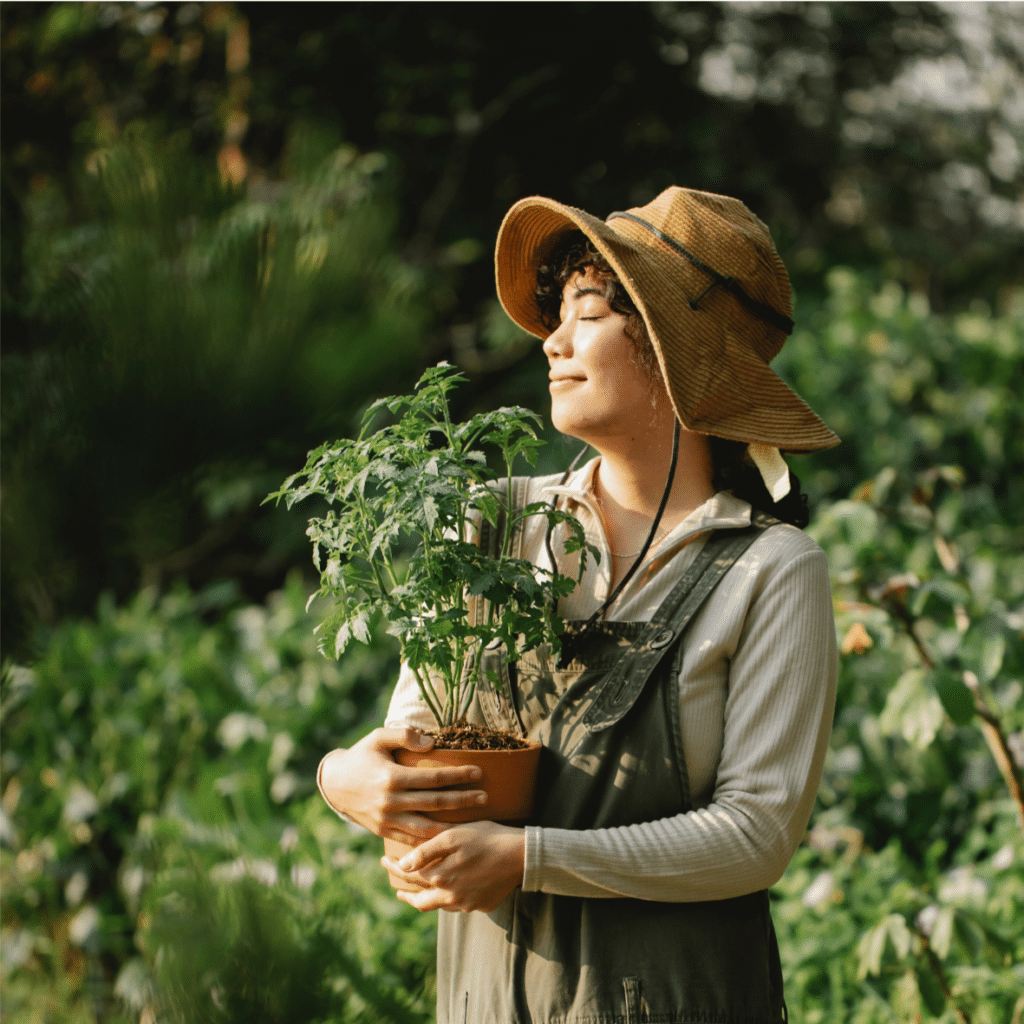 Femme heureuse qui pratique la gratitude dans la nature