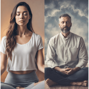 homme et femme qui pratiquent la meditation pour reduire leur anxiété